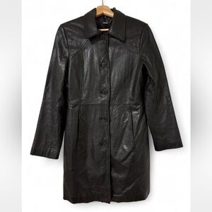 Danier black leather coat XS.
